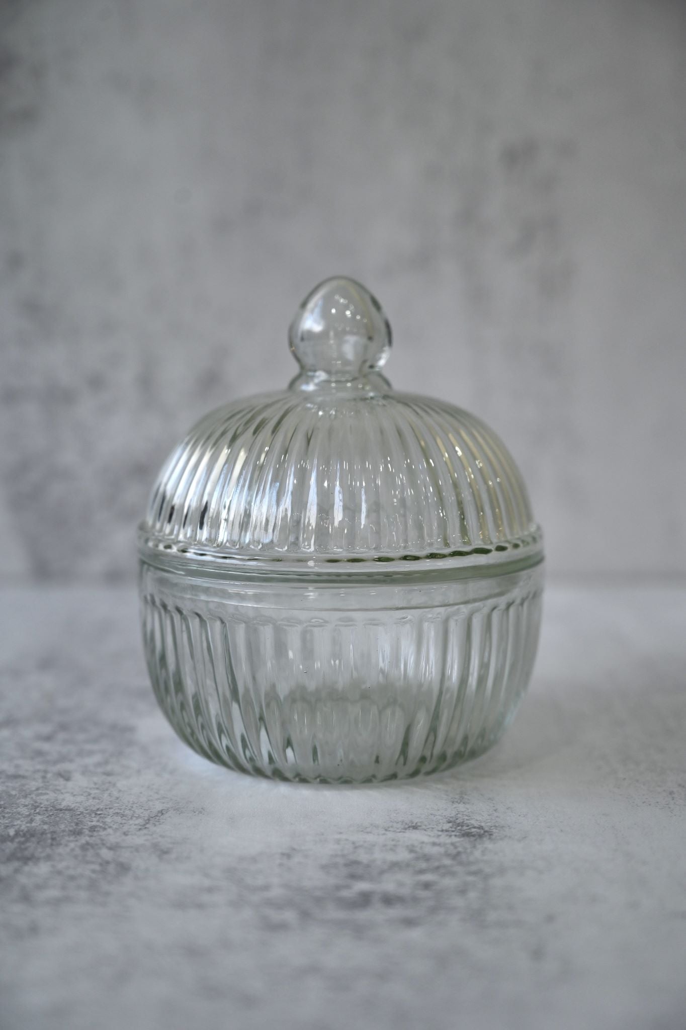 Clear Fluted Glass Bonbon Jar