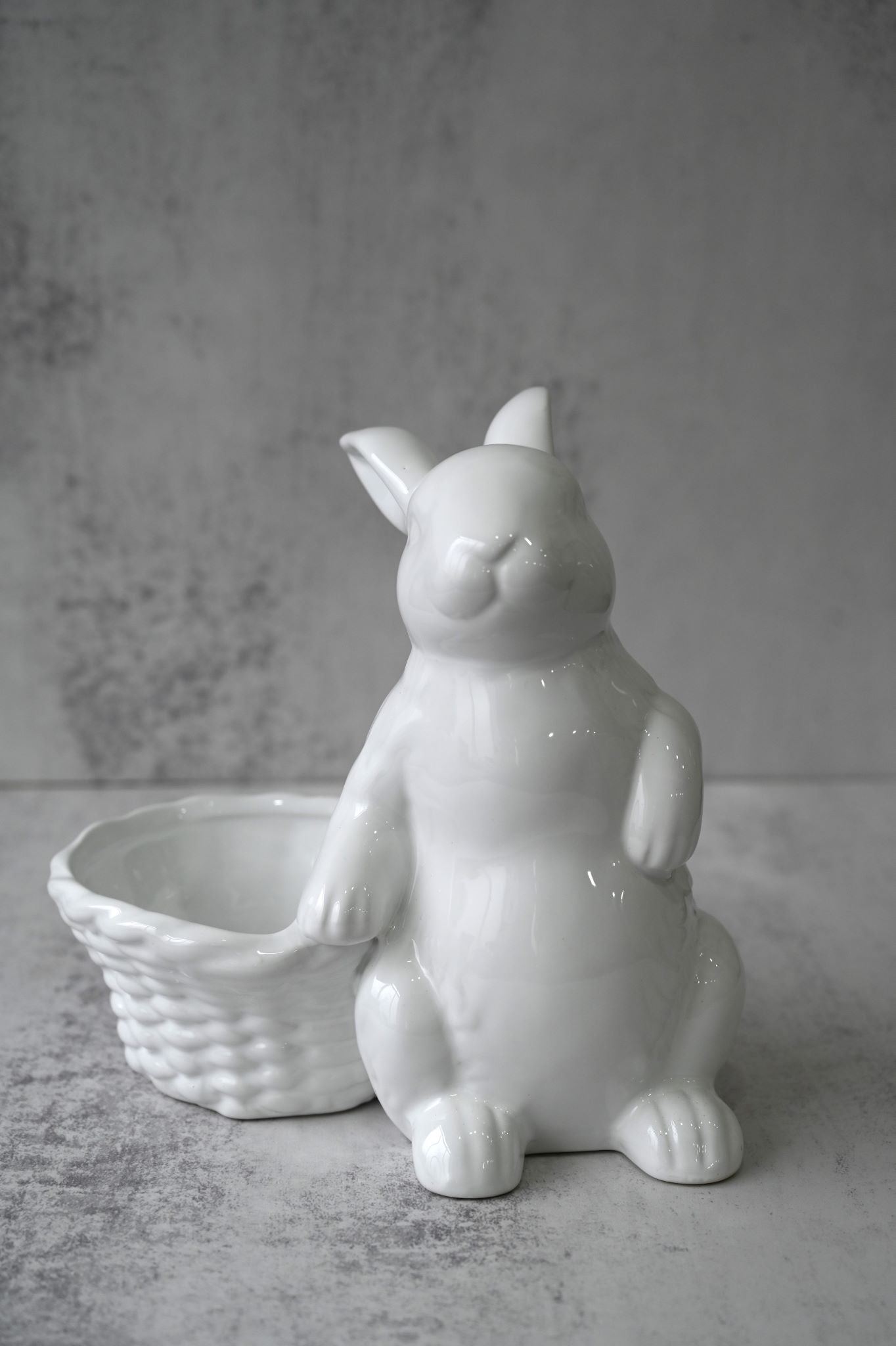 Large White Porcelain Easter Bunny Decoration - Forward Facing