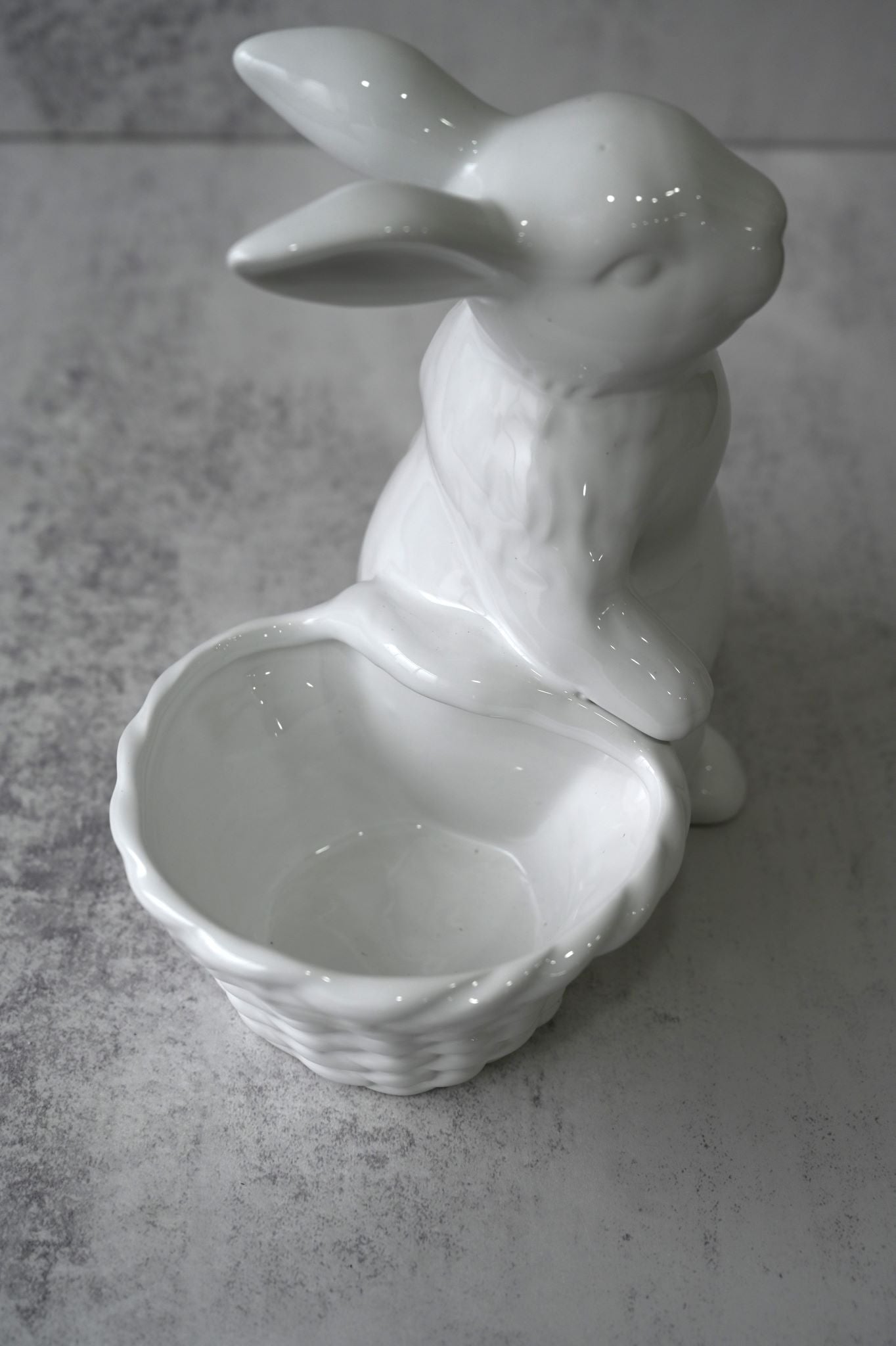 Large White Porcelain Easter Bunny Decoration - Forward Facing