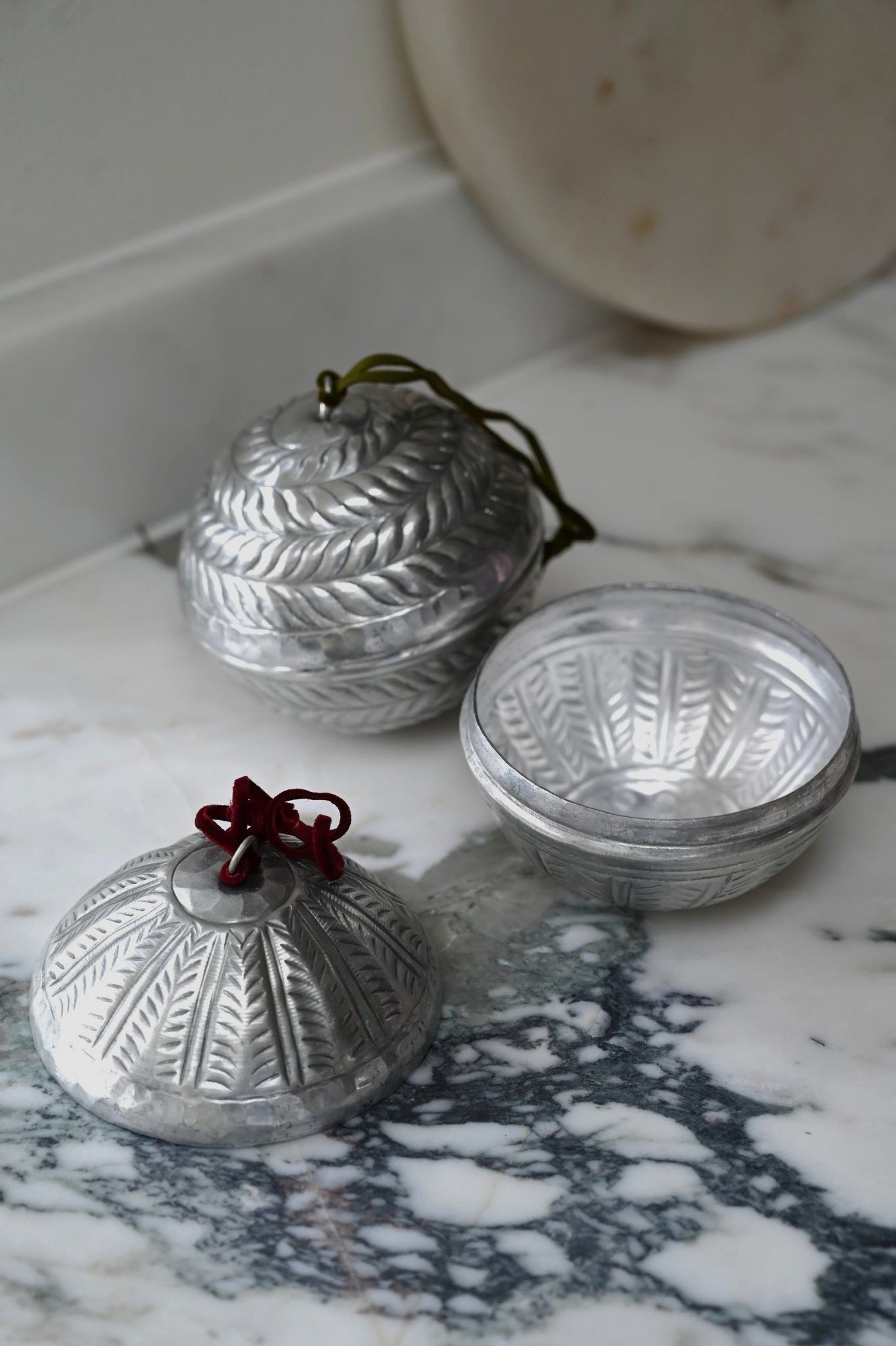 Braided Silver Ball Pendant Decoration