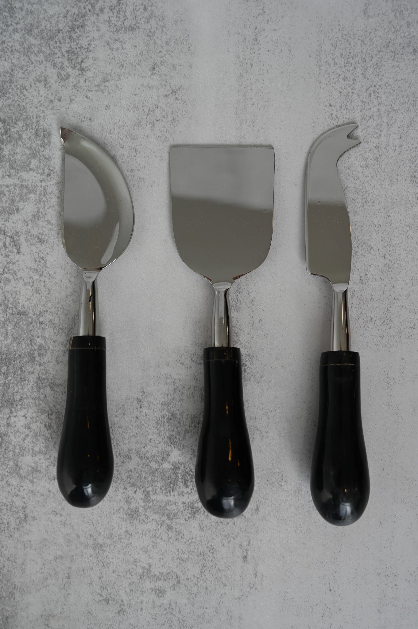 Set of Three Horn & Steel Cheese Knives