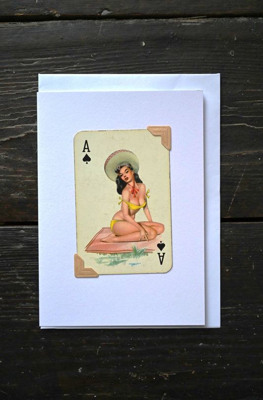 Sunbathing Minx Greetings Card