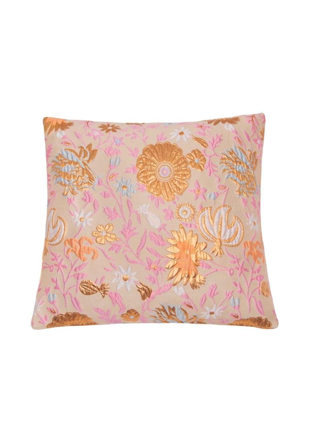Beige and Peach Champagne Floral Square Cushion