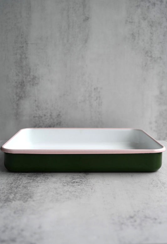 Heritage Green Large Rectangular Enamel Oven Tray
