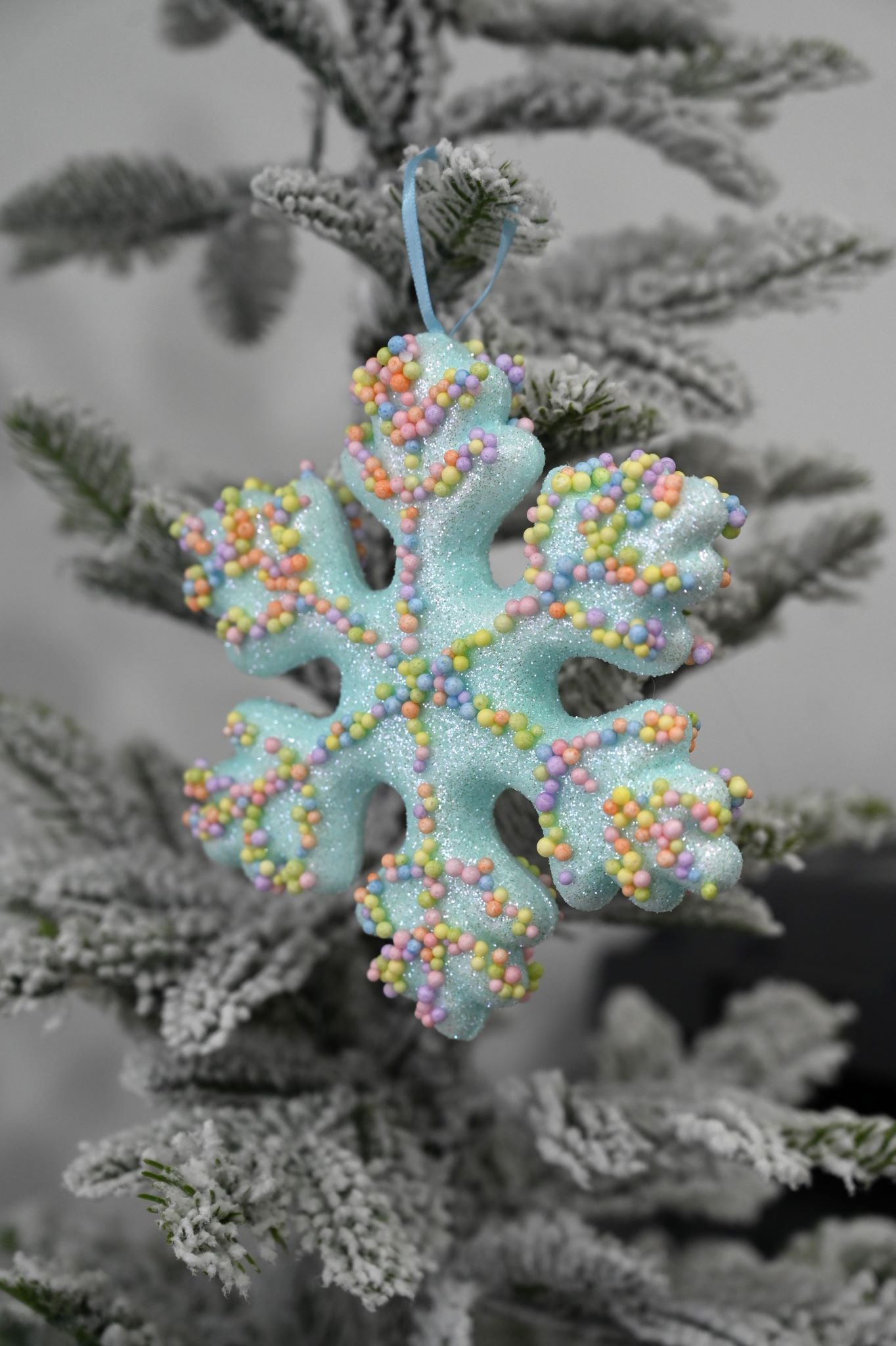 Blaue Streusel Schneeflocken Dekoration