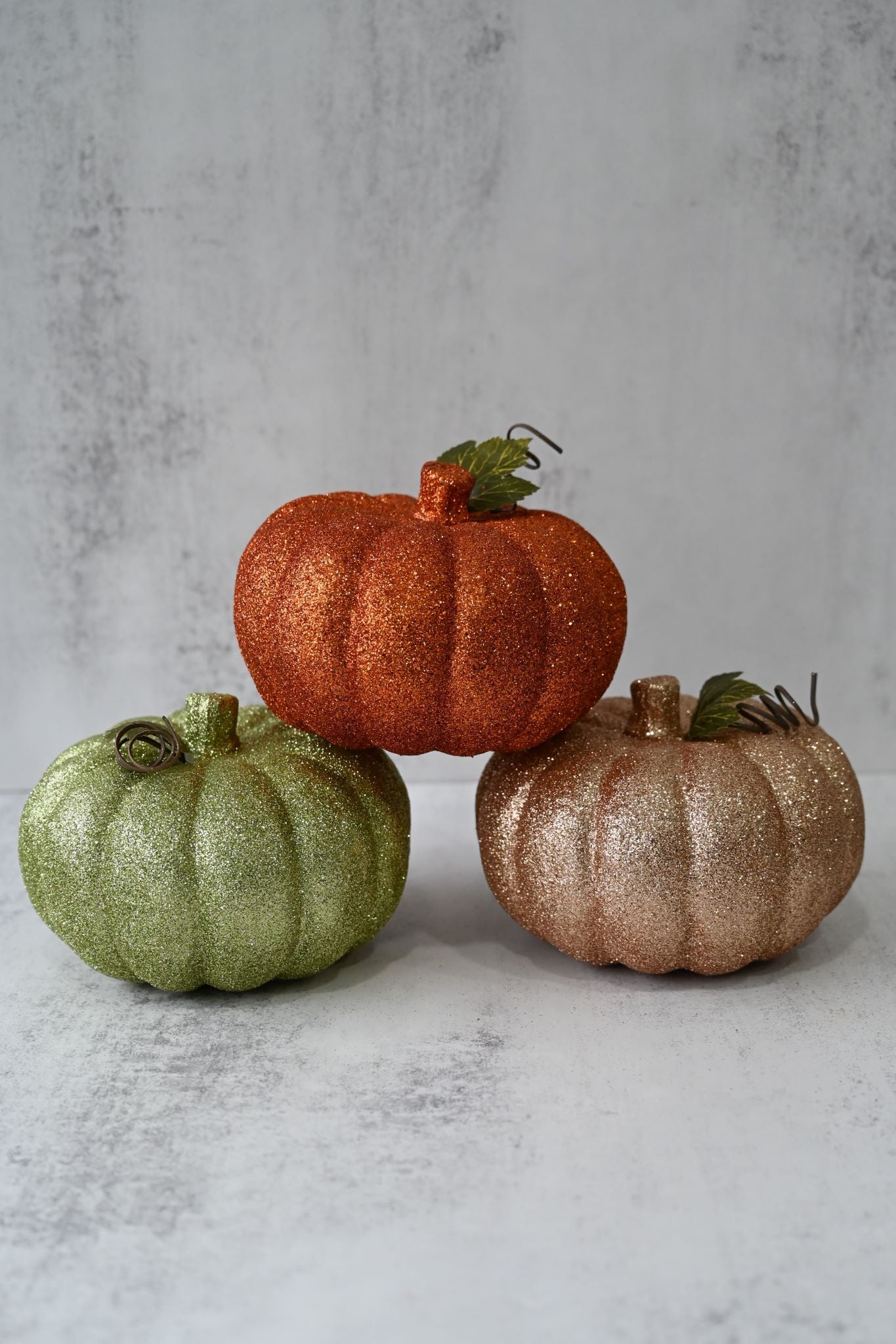 Lot de trois citrouilles pailletées