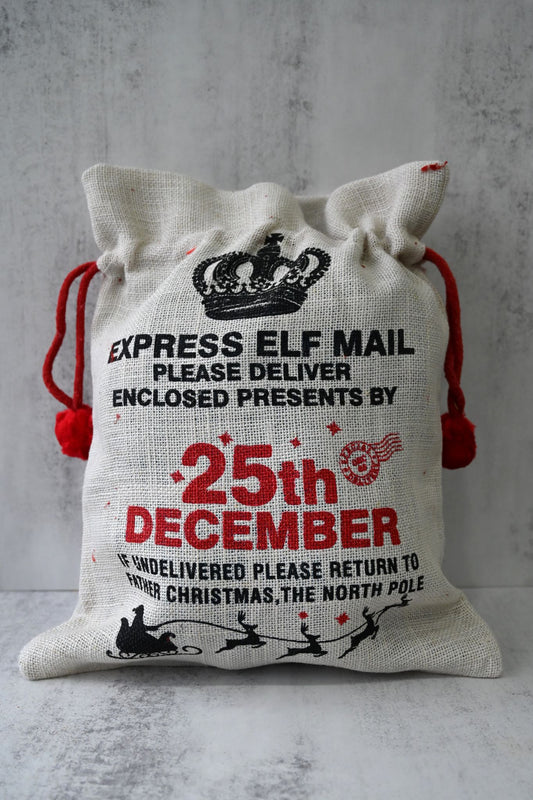 Sac de Noël en jute du 25 décembre