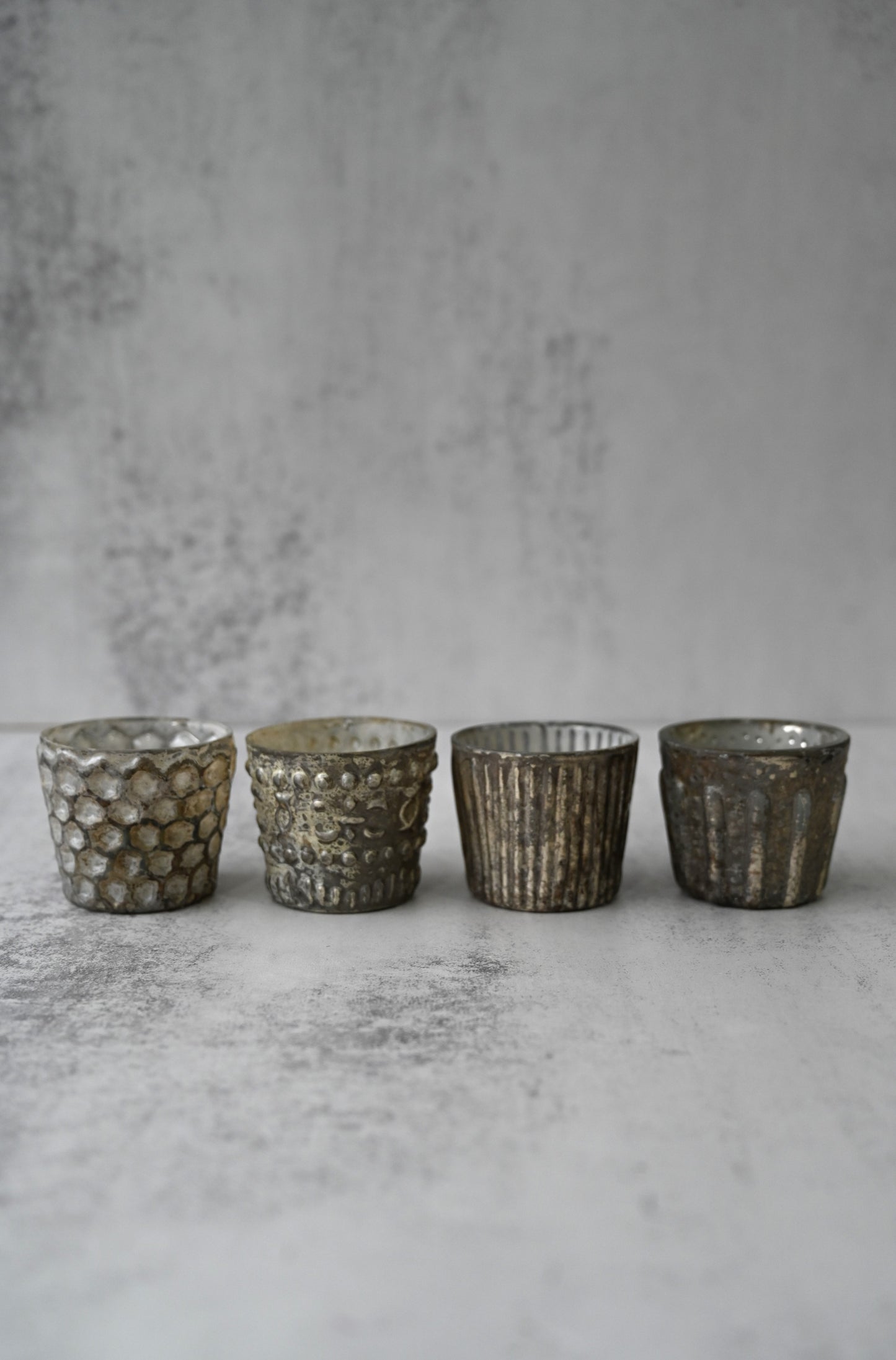 Set of Four Antique Glass Candle Votives