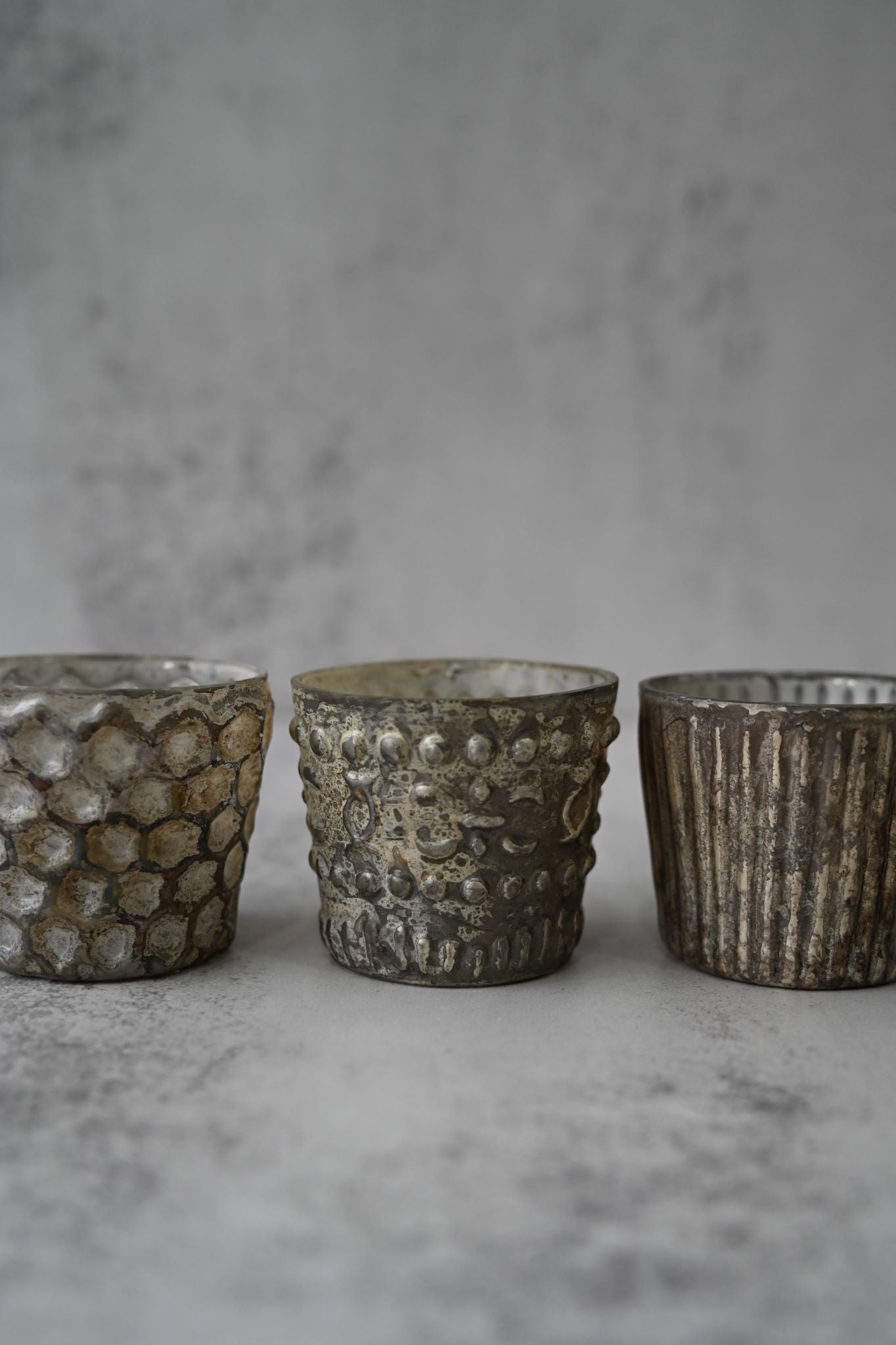 Set of Four Antique Glass Candle Votives
