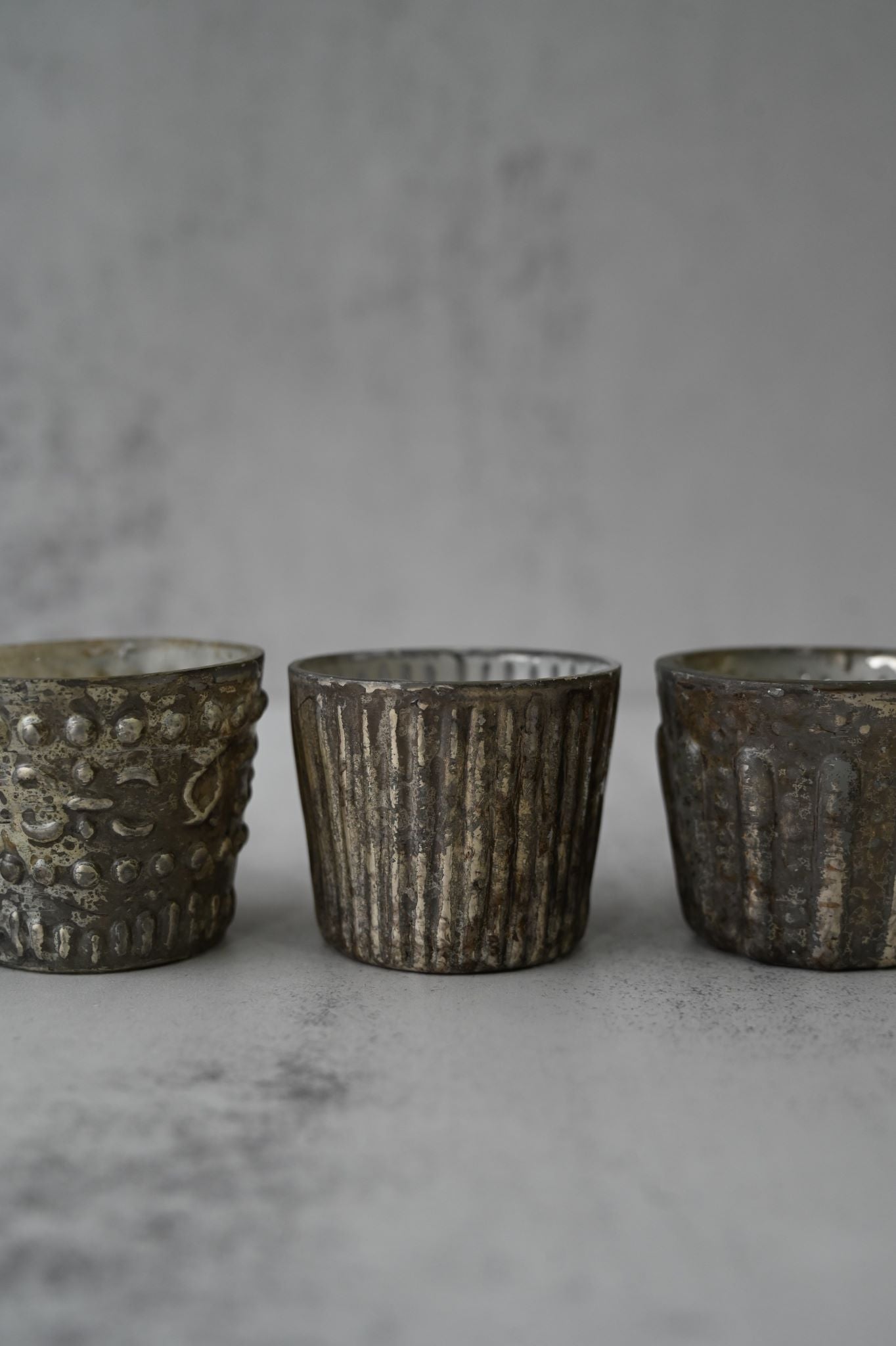 Set of Four Antique Glass Candle Votives