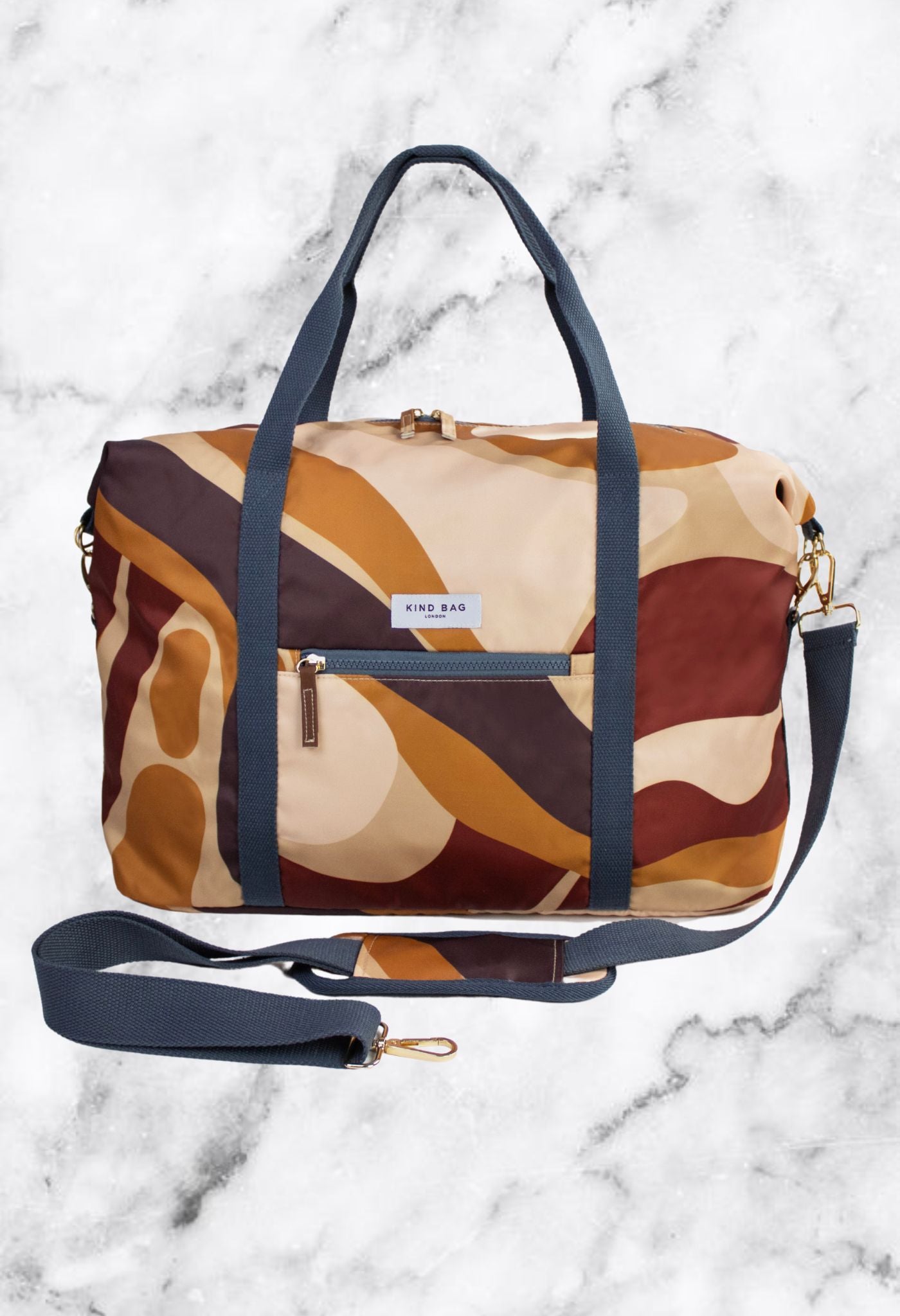 Sac week-end abstrait tourbillon caramel