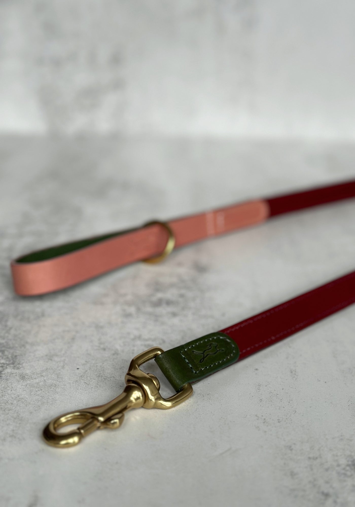 Tricolour Red Lish Leather Dog Lead