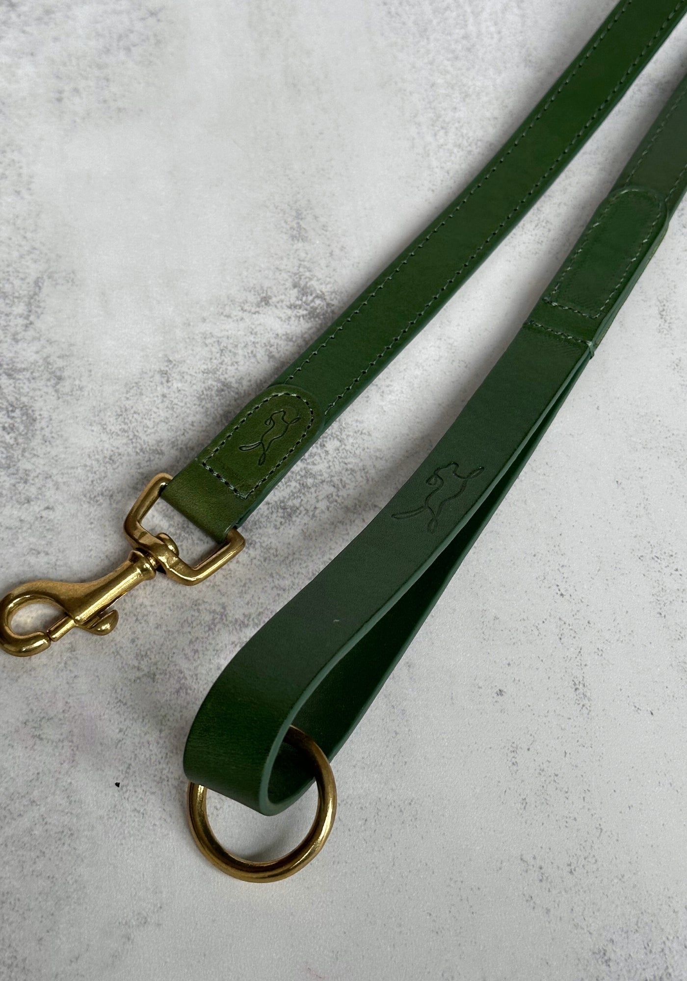 Forest Green Leather Dog Lead by Lish