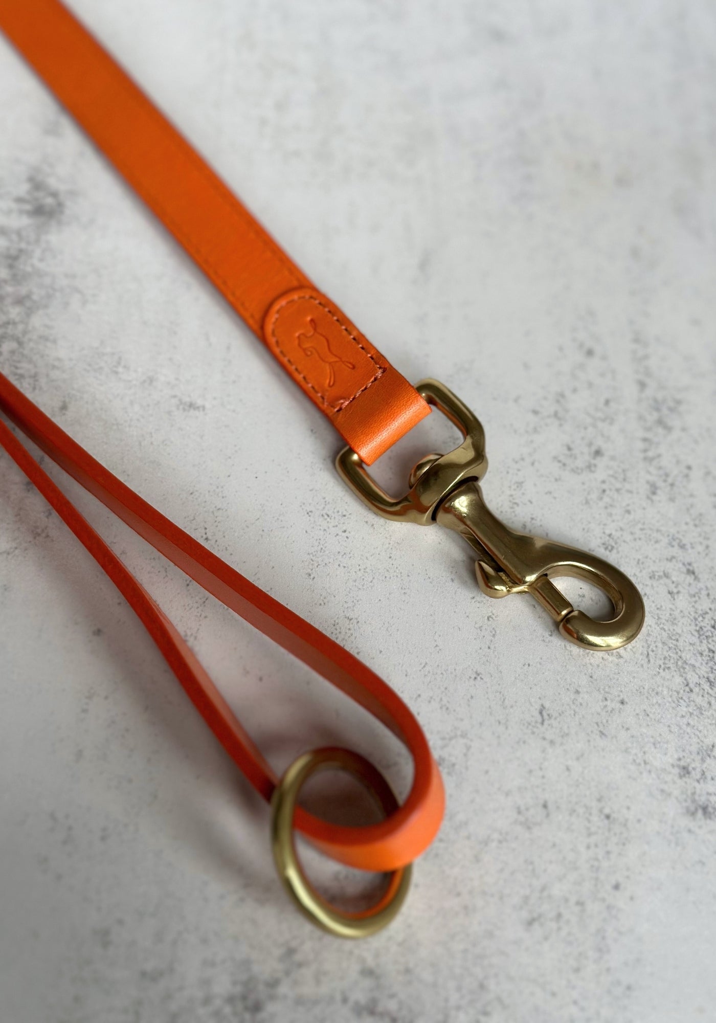 Traffic Cone Orange Lish Leather Dog Lead