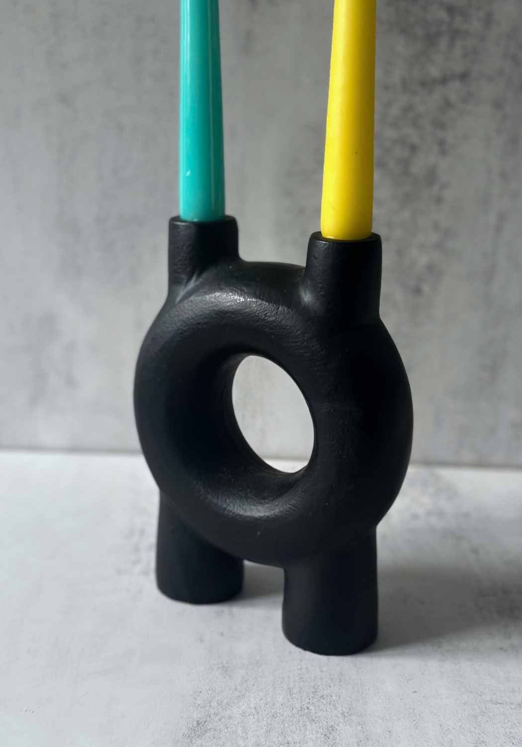 Grand bougeoir circulaire noir