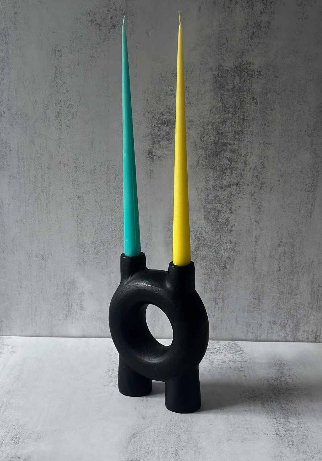 Large Circular Black Candle Holder