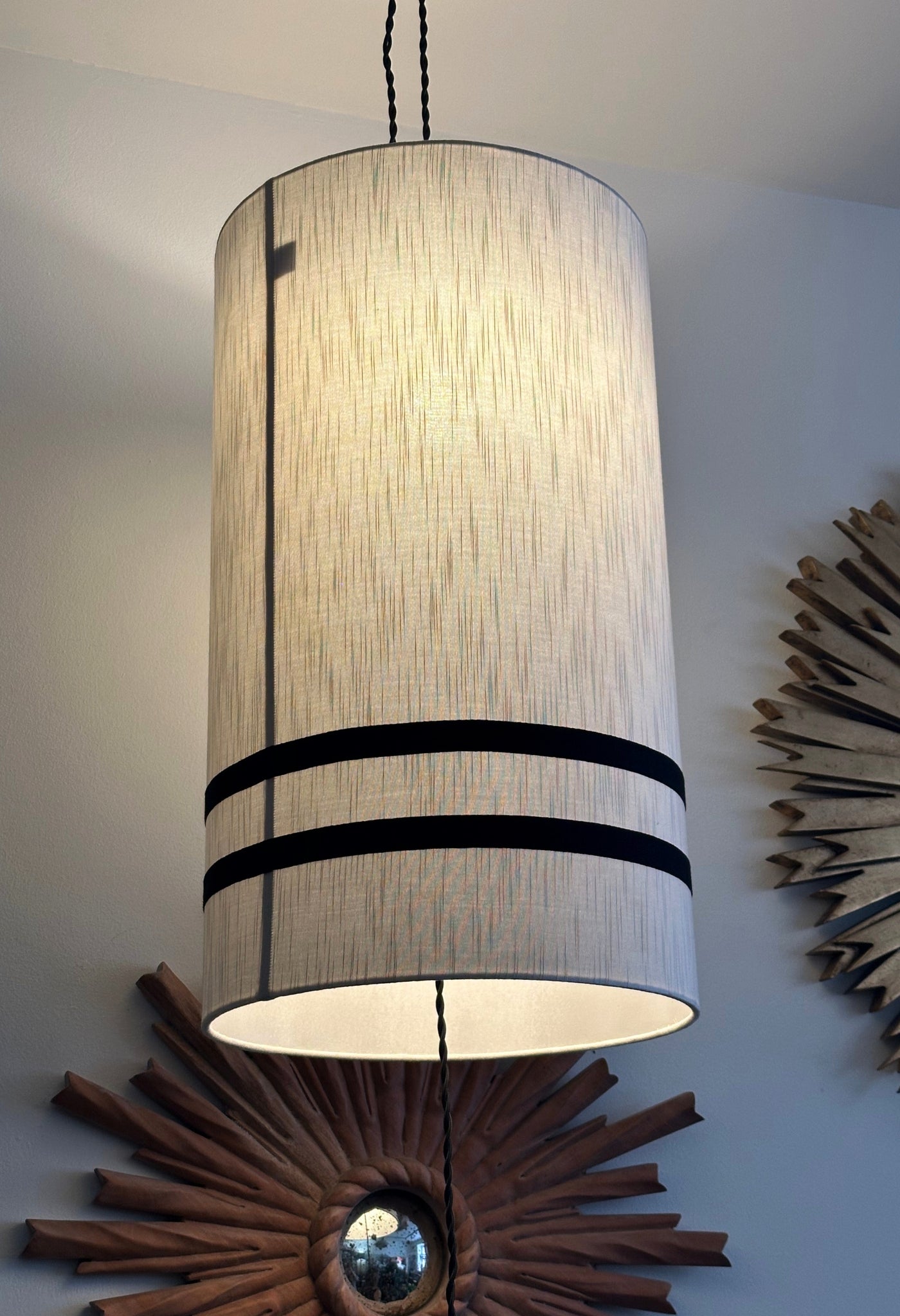 Abat-jour de plafond en ruban de soie noir