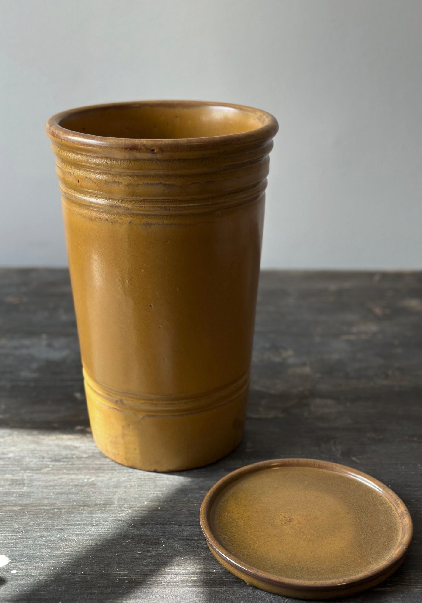 Tall Mustard Ceramic Pot
