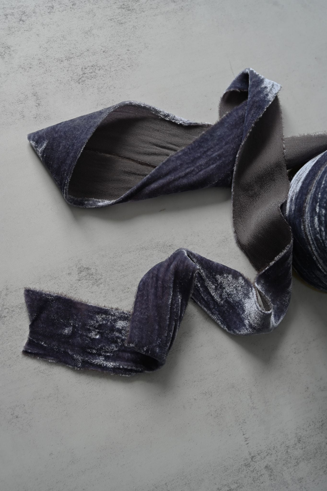 Graphite Grey Velvet Ribbon - by the metre