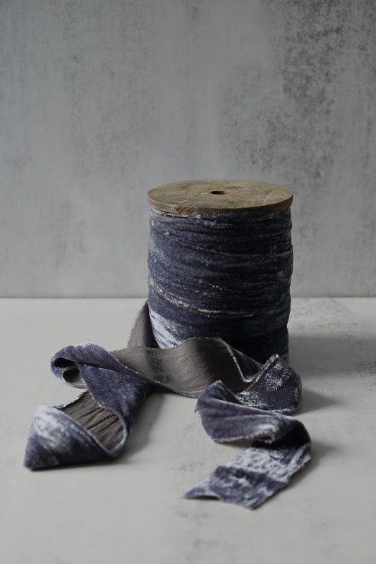 Graphite Grey Velvet Ribbon - by the metre