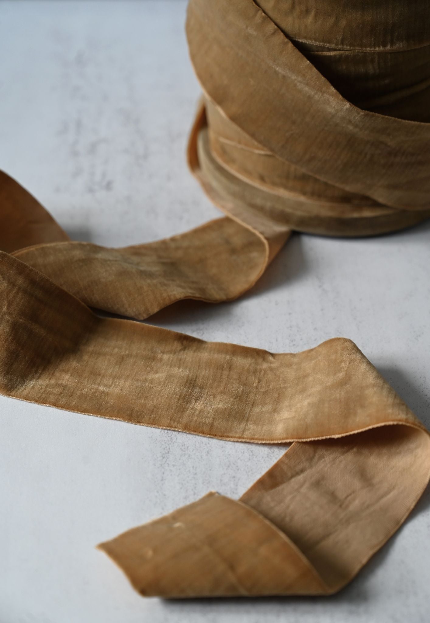 Honey Mustard Velvet Ribbon - by the metre