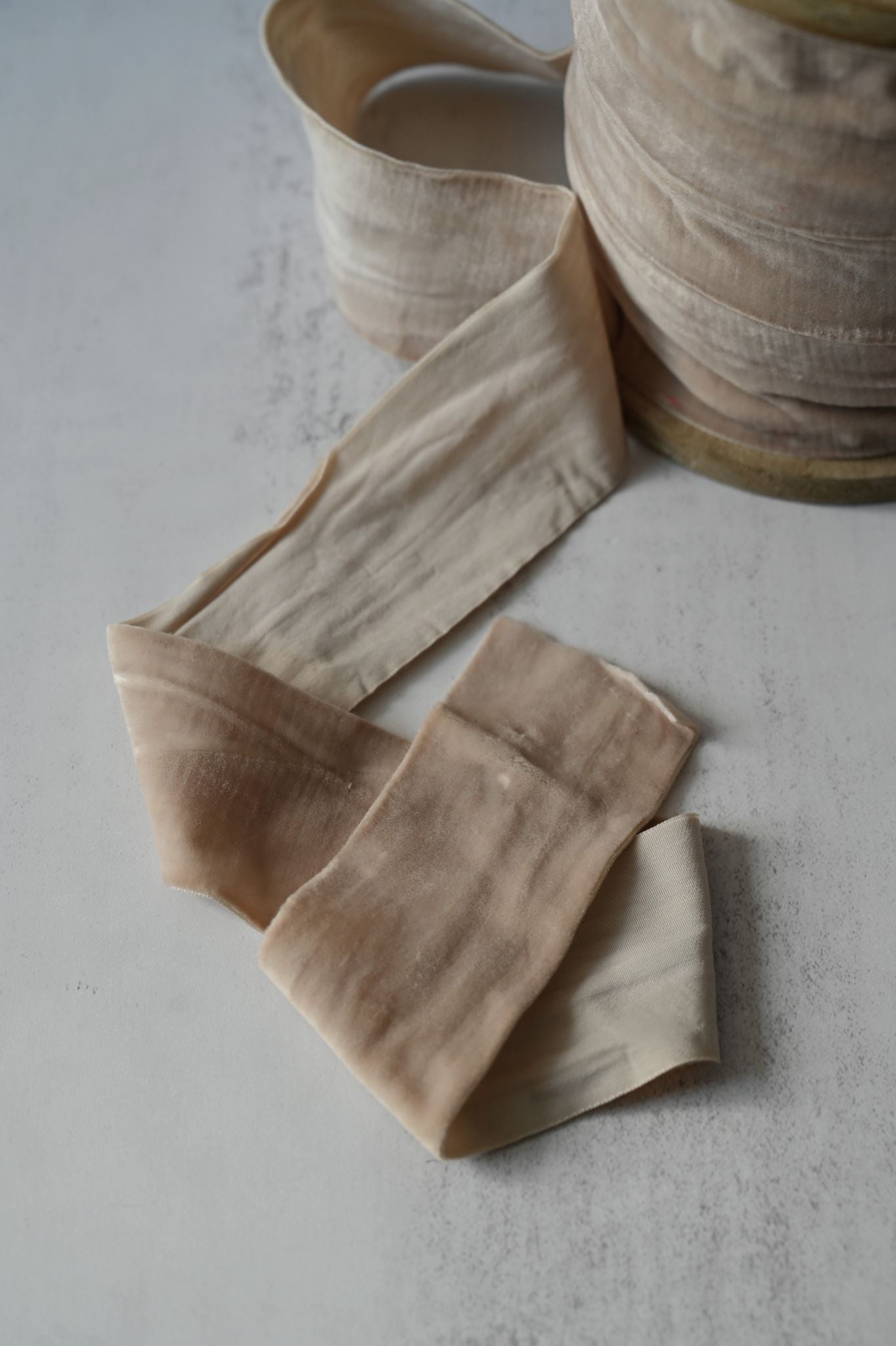 Powder Clay Pink Velvet Ribbon - by the metre