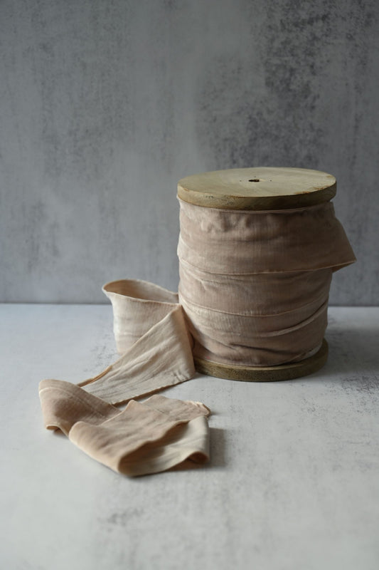 Powder Clay Pink Velvet Ribbon - by the metre