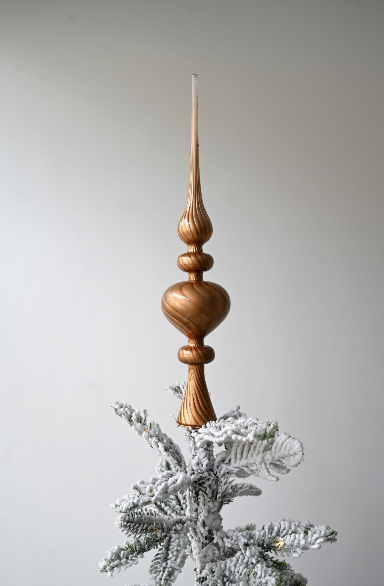 Christbaumspitze aus gedrehtem Glas in Perlmutt-Kupfer