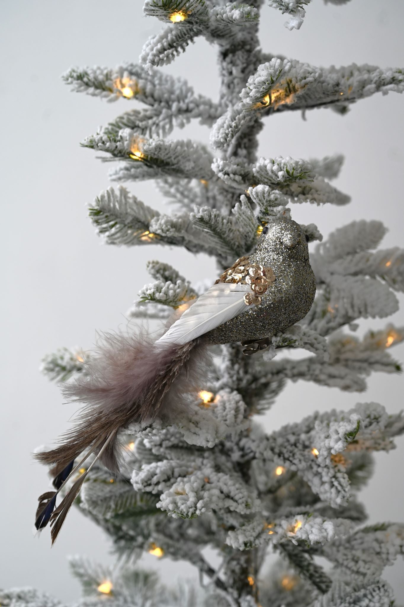 Small Silver White Glitter Bird
