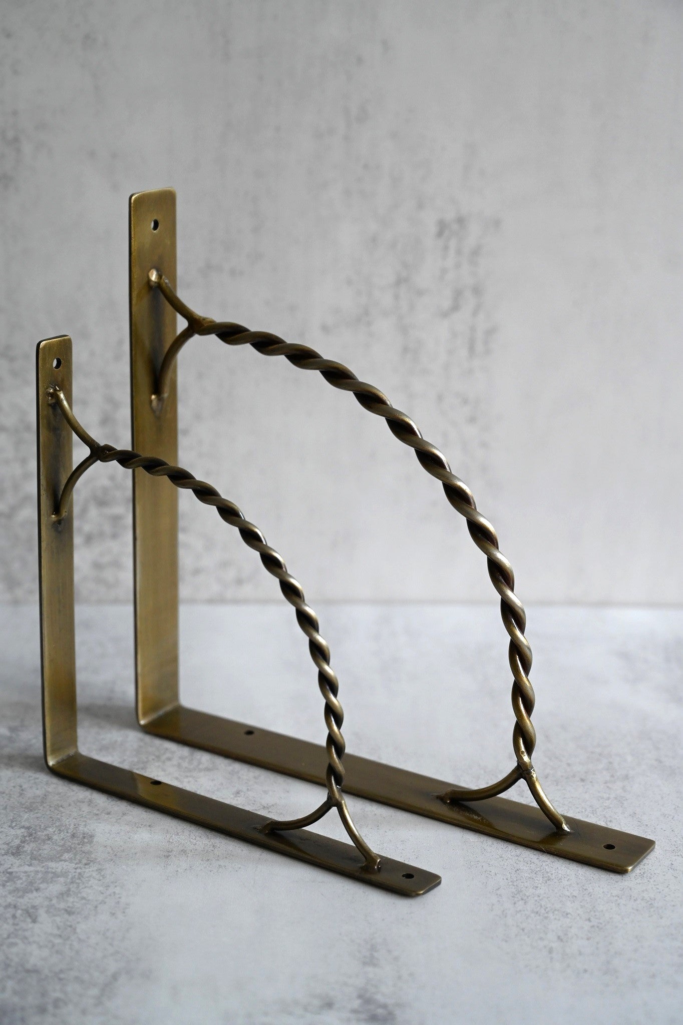 Twisted Antique Brass Shelf Brackets