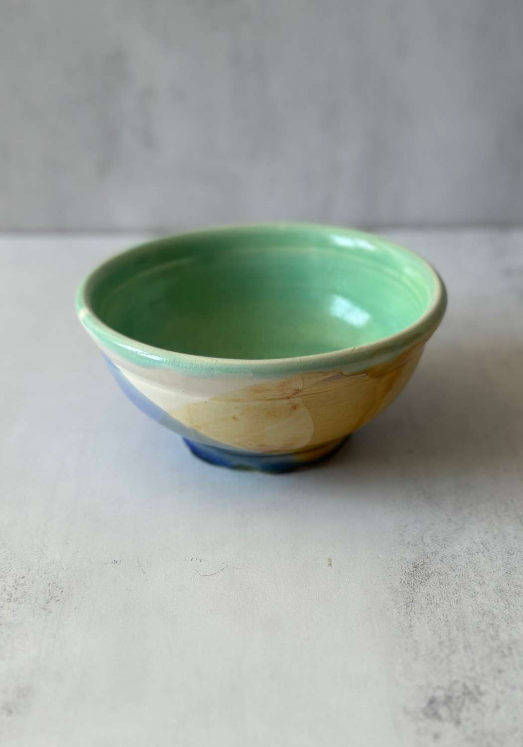 Mint Yellow and Blue Geometric Stephen Bishop Bowl