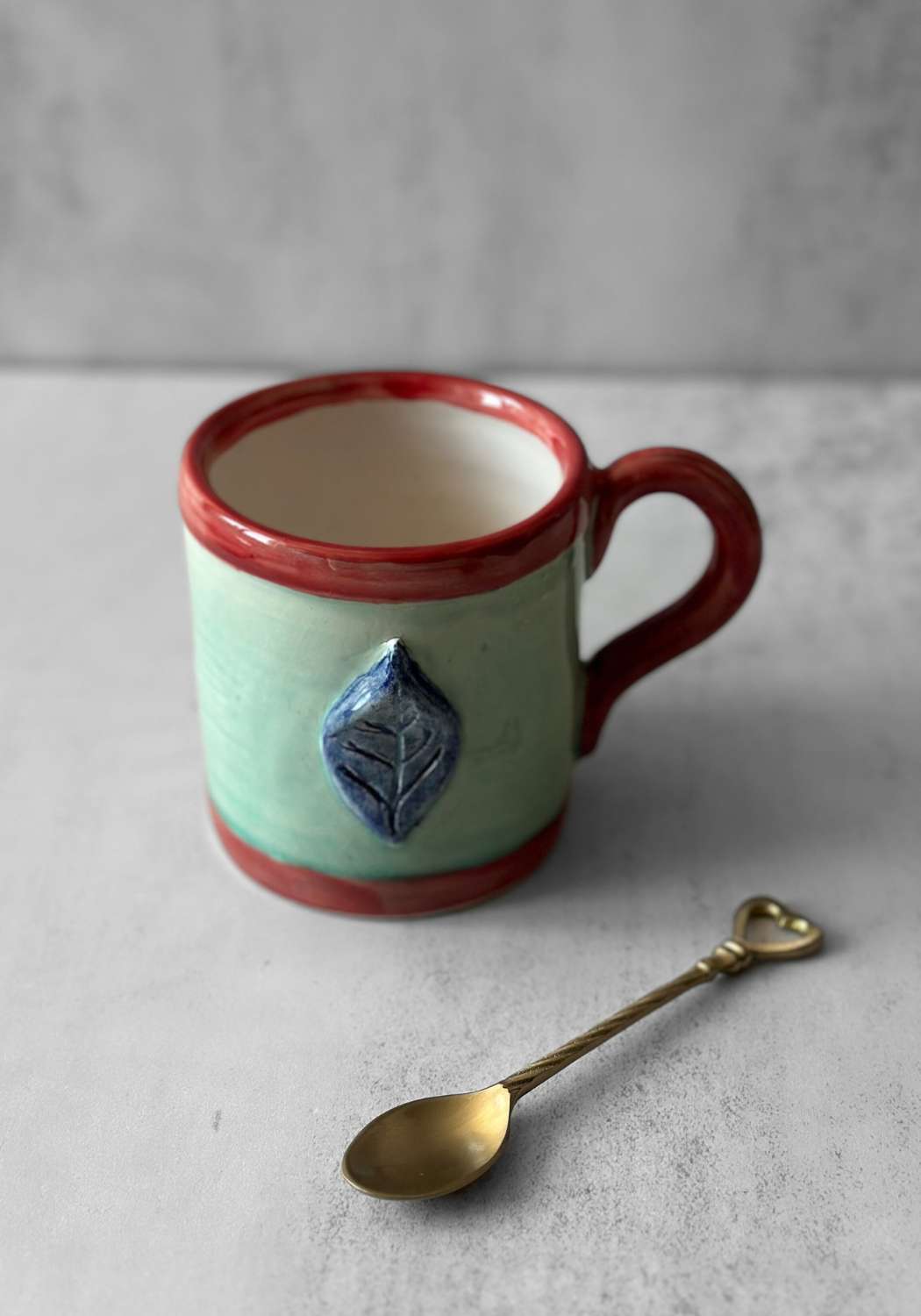 Red and Mint Relief Leaf Stephen Bishop Mug