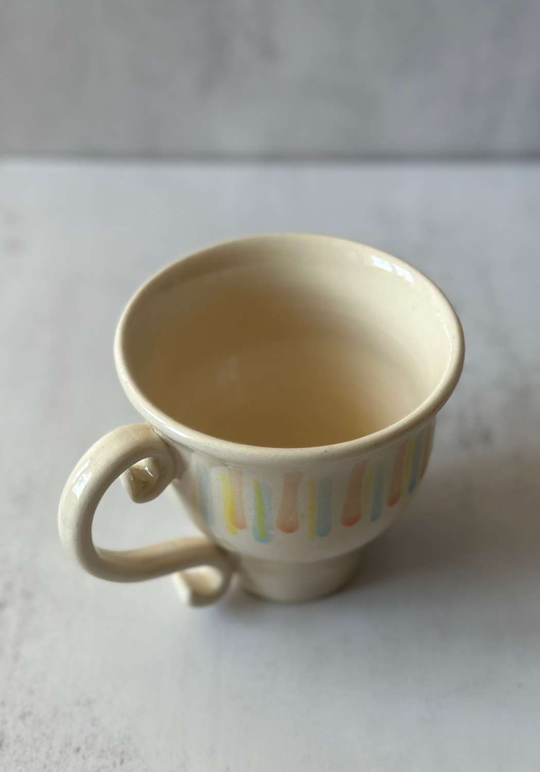 Cream Brushstroke Stripe Stephen Bishop Tea Cup