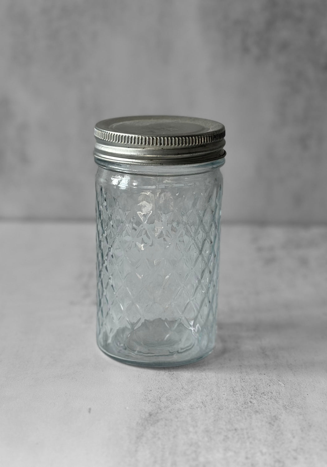 Tall Lidded Honeycomb Glass Storage Jar