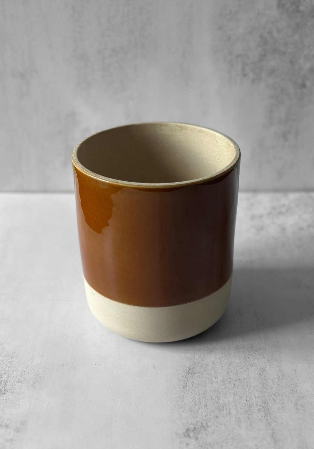 Brown and Beige Stone Plant Pot