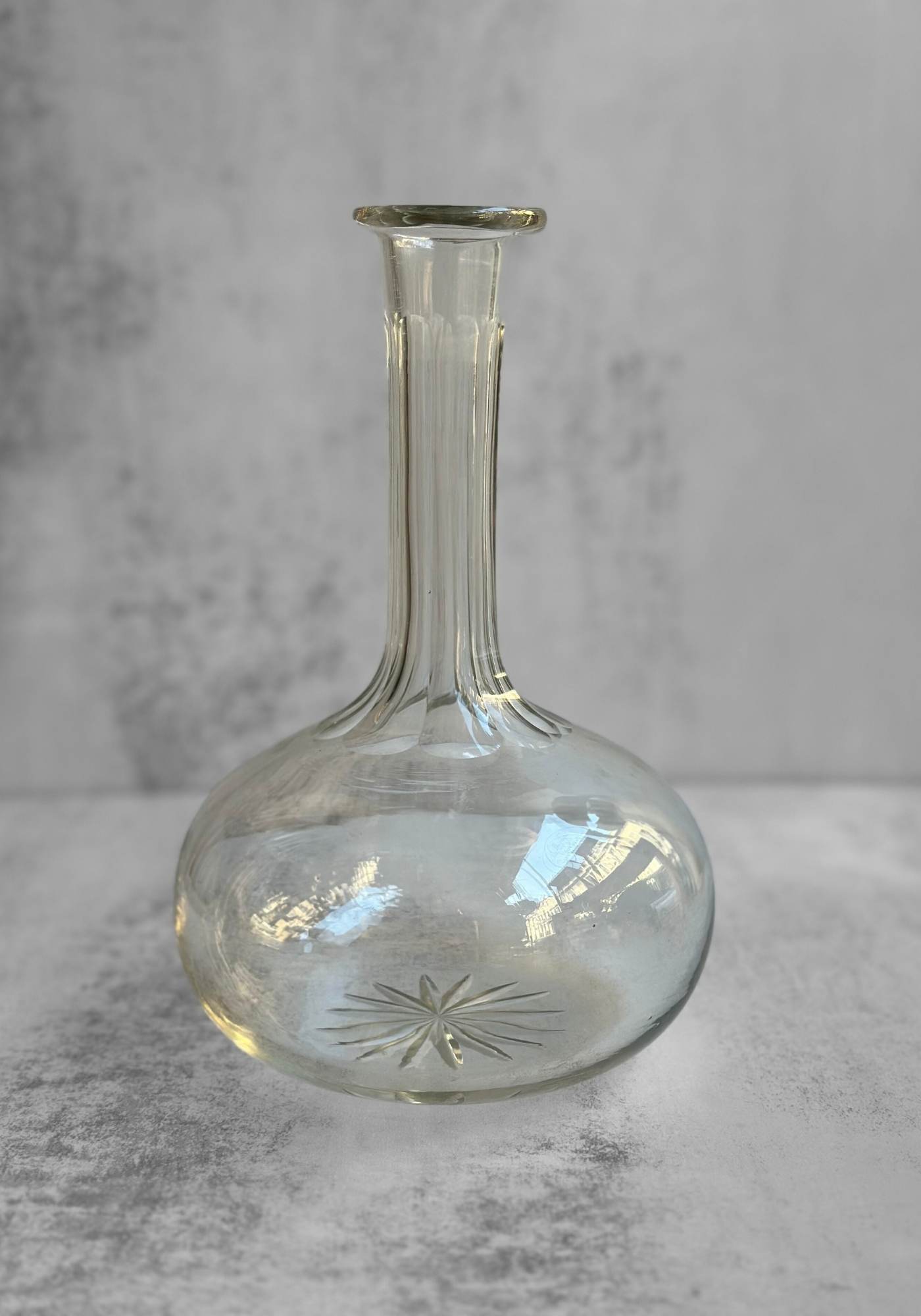 Vintage Clear Glass Star Bottle Vase