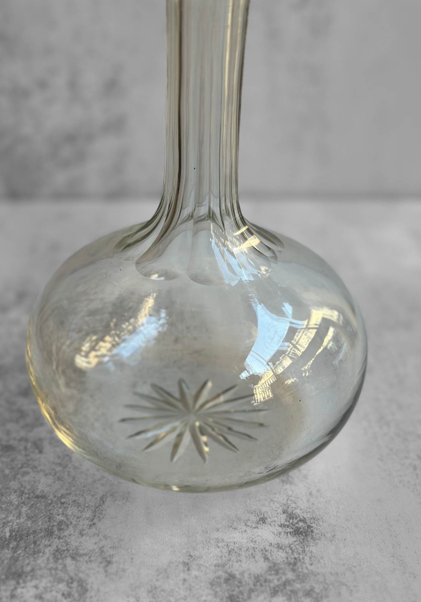 Vintage Clear Glass Star Bottle Vase