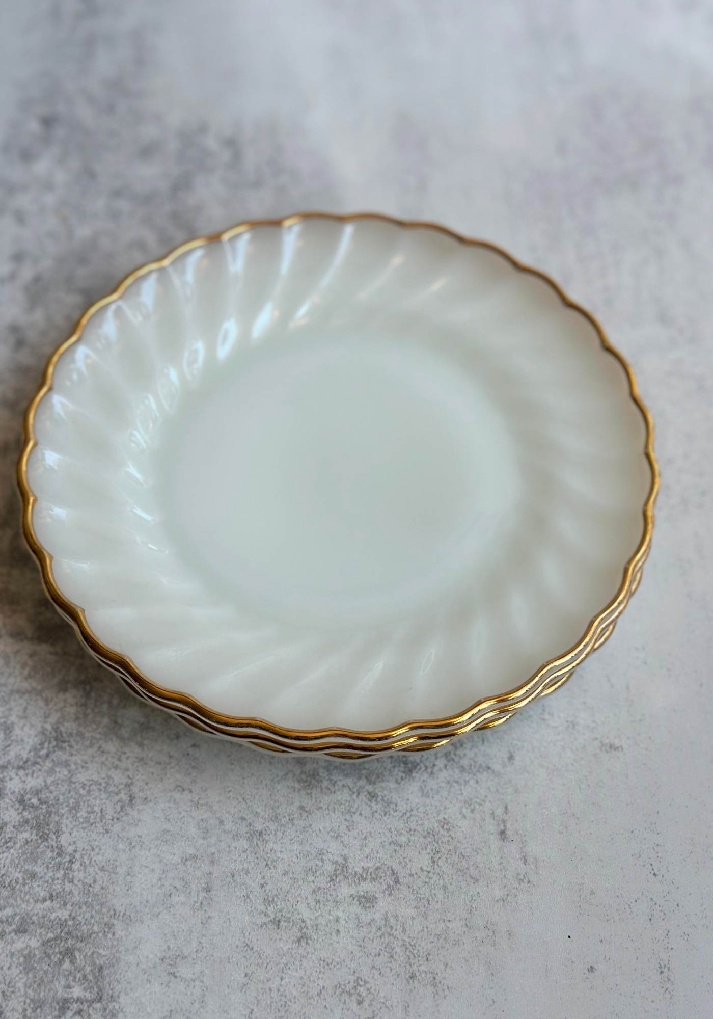 Anchor Hocking Set of Three Milk Carnival Plates