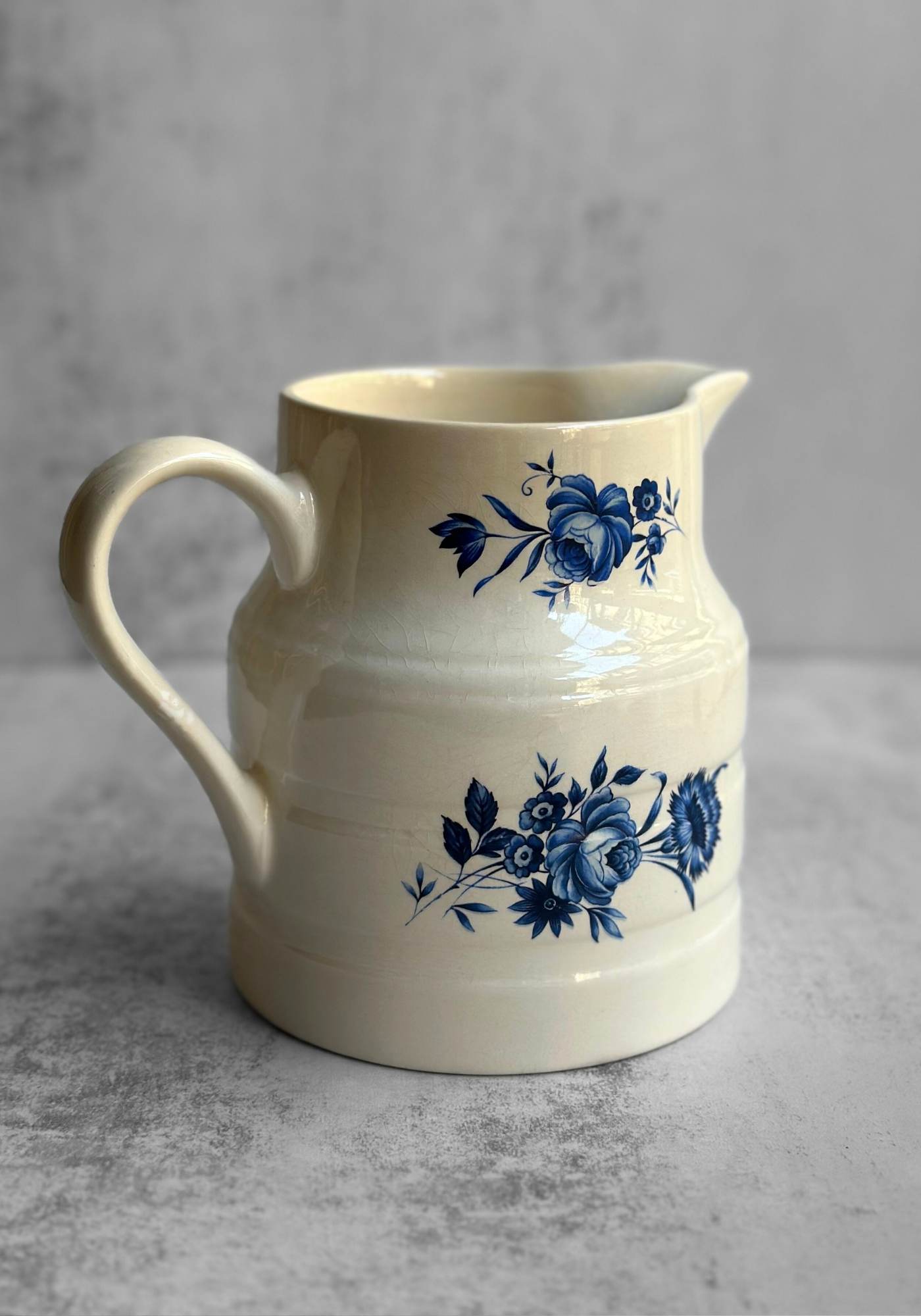 Vintage Blue Floral Porcelain Jug