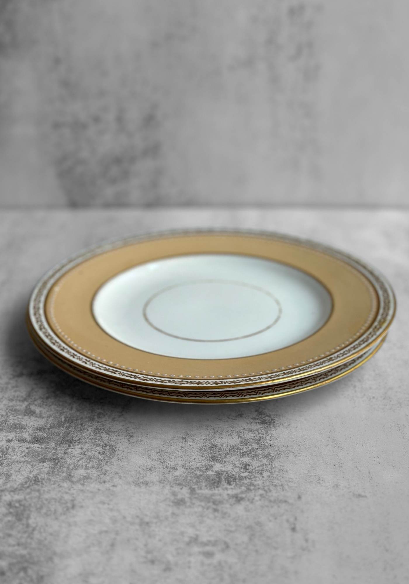 Set of Two Gold and Vanilla Cake Plates