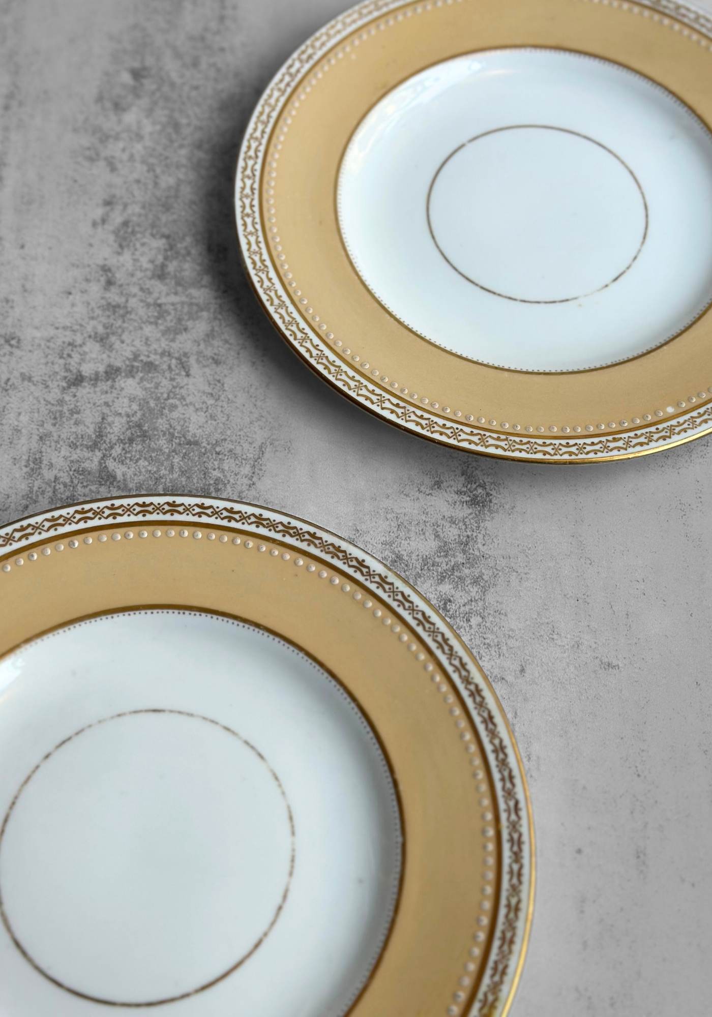 Set of Two Gold and Vanilla Cake Plates
