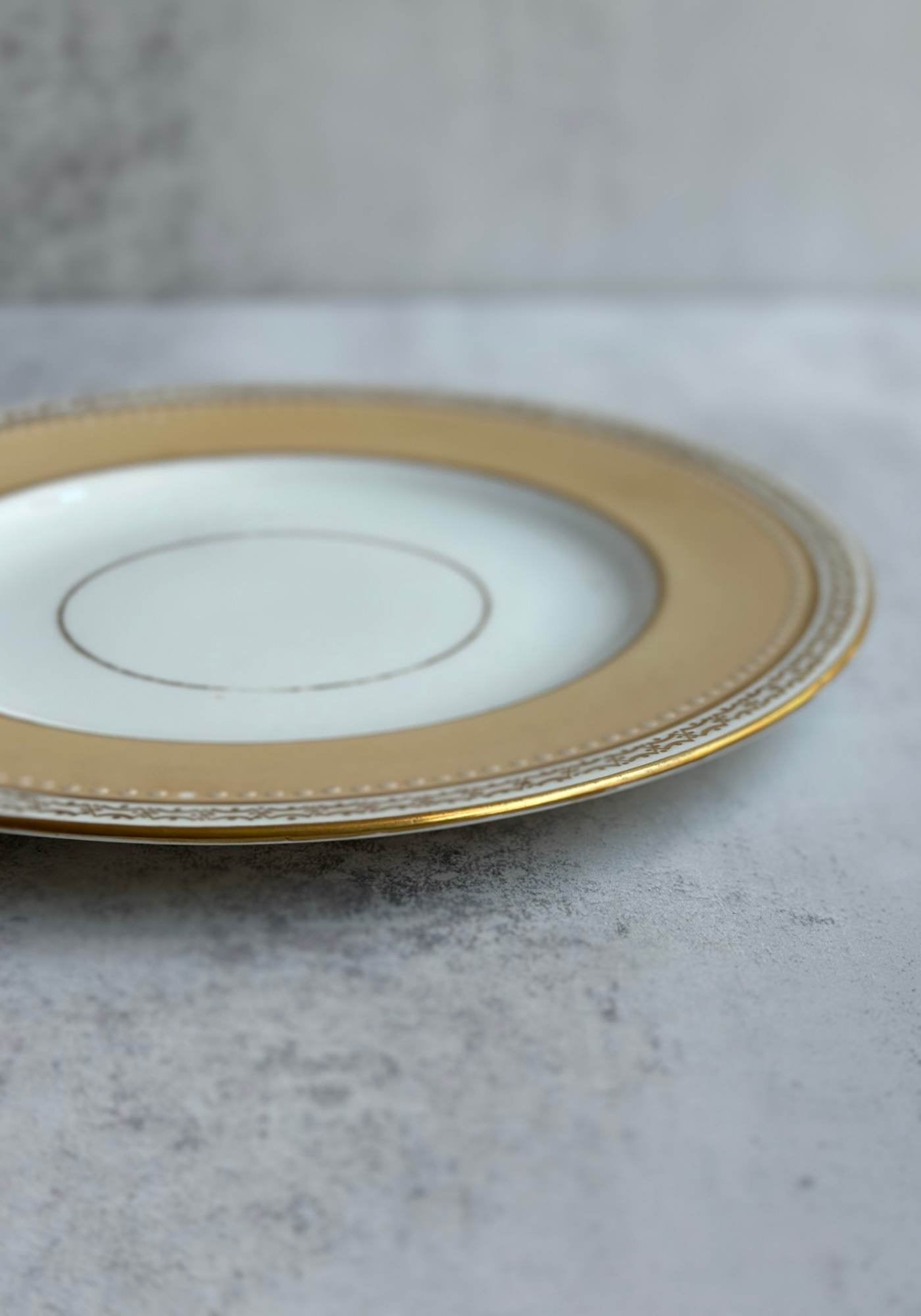 Set of Two Gold and Vanilla Cake Plates