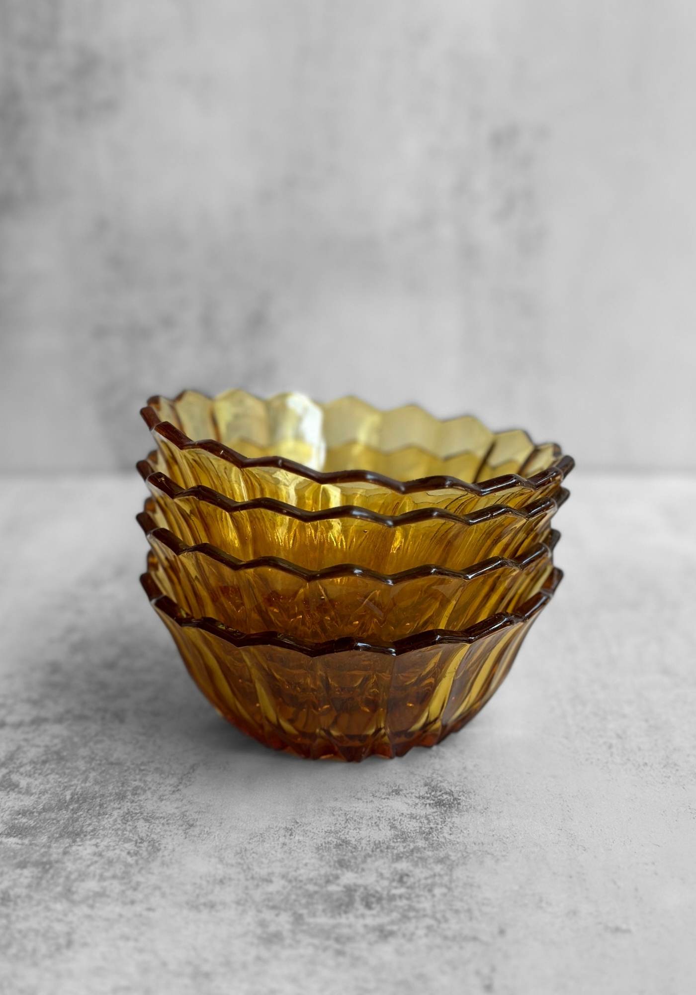 Set of Four Mustard Yellow Glass Dessert Bowls