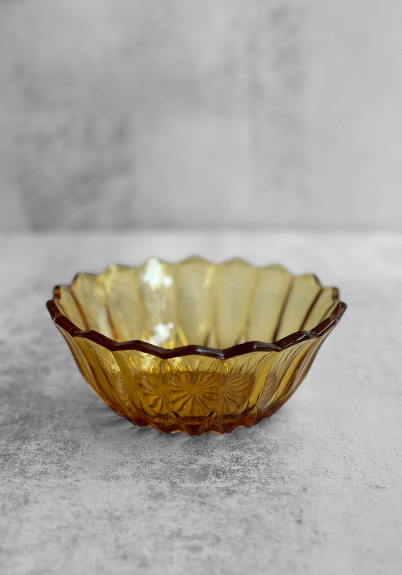 Set of Four Mustard Yellow Glass Dessert Bowls