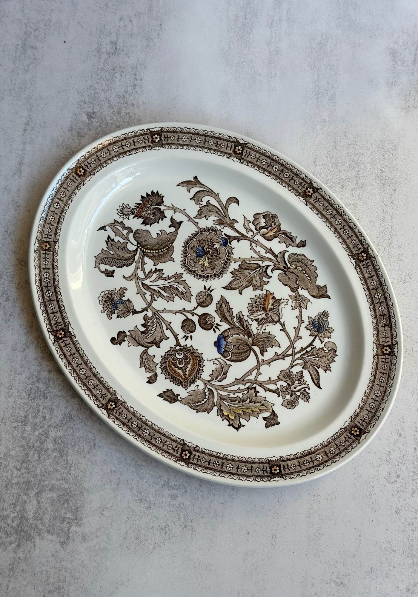 Vintage Staffordshire Jacobean Floral Platter