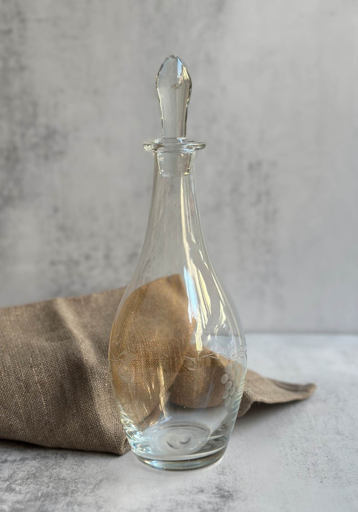 Vintage Clear Glass Stopper Bottle