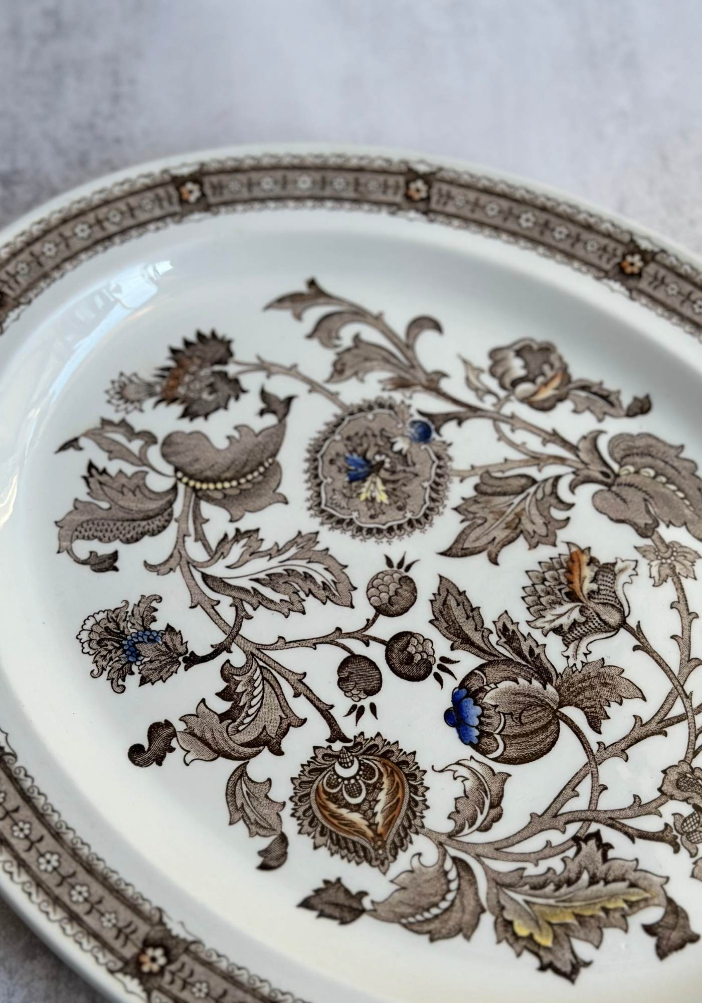 Vintage Staffordshire Jacobean Floral Platter