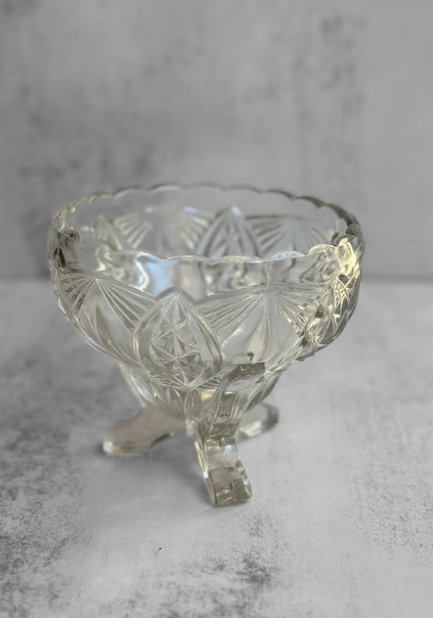 Vintage Clear Pressed Glass Footed Sweetie Bowl