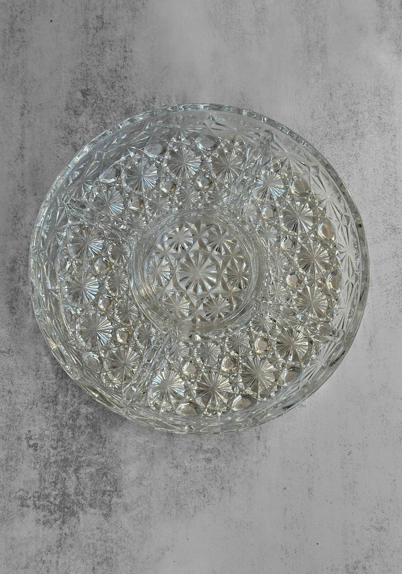 Vintage Clear Cut Glass Nibbles Dish