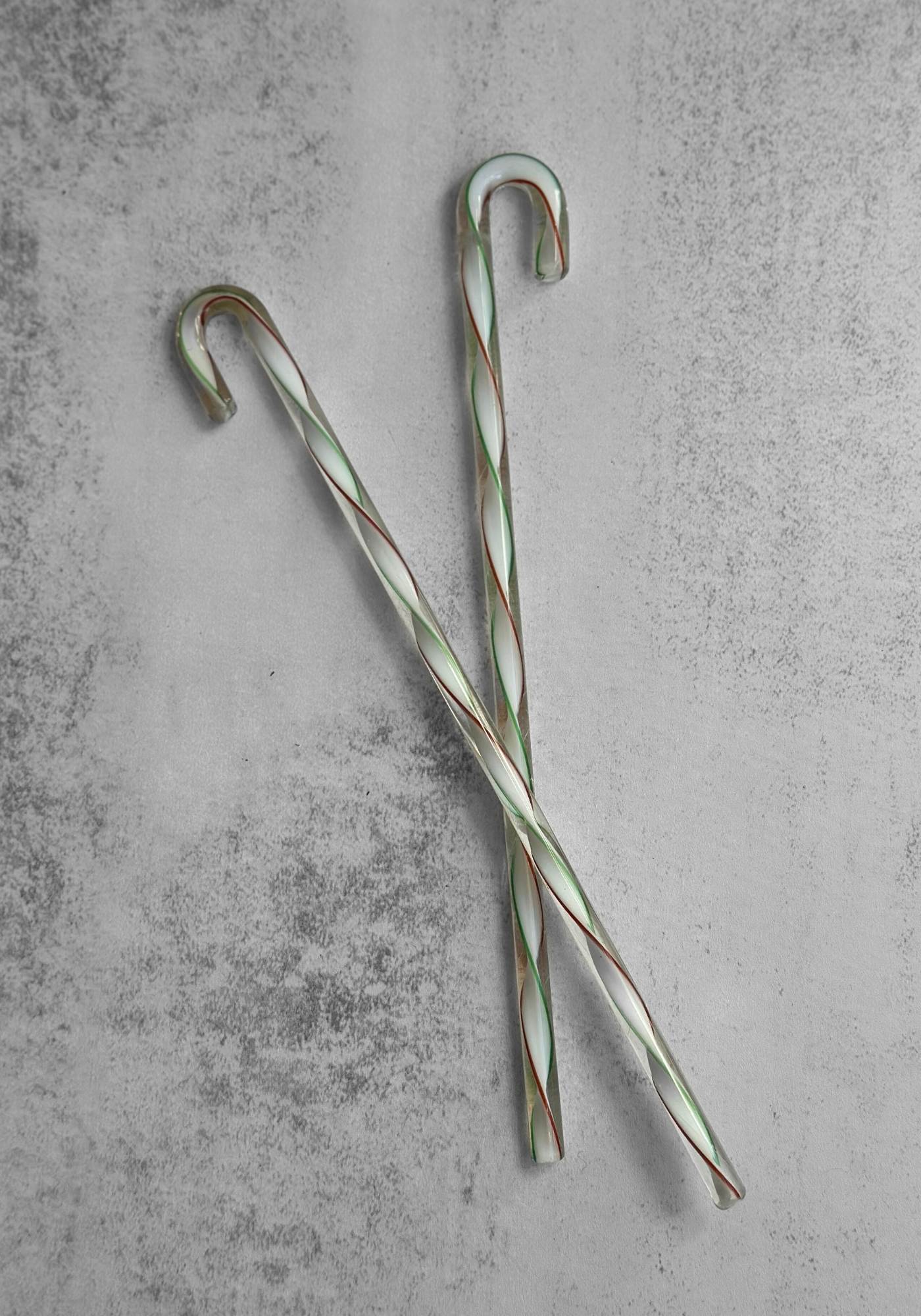 Set of Three Vintage Glass Striped Stirrers